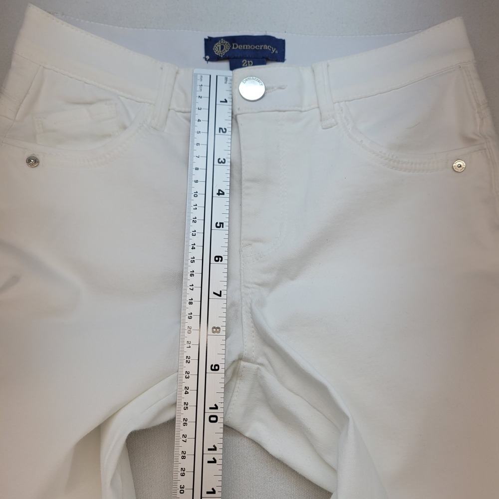 Democracy Crop Ankle Jeans Womens 2P White Ab Solution Raw Hem Denim - Picture 7 of 11